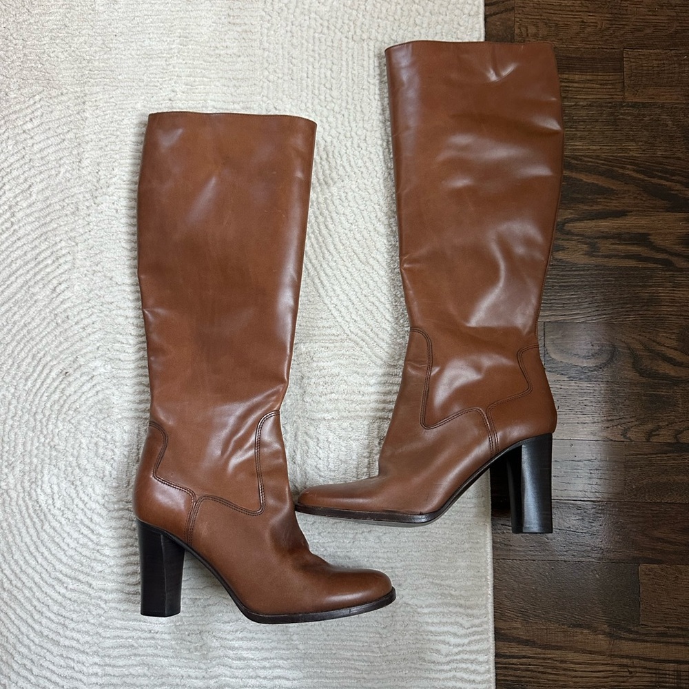 COLE HAAN Brown Leather Heeled Boots